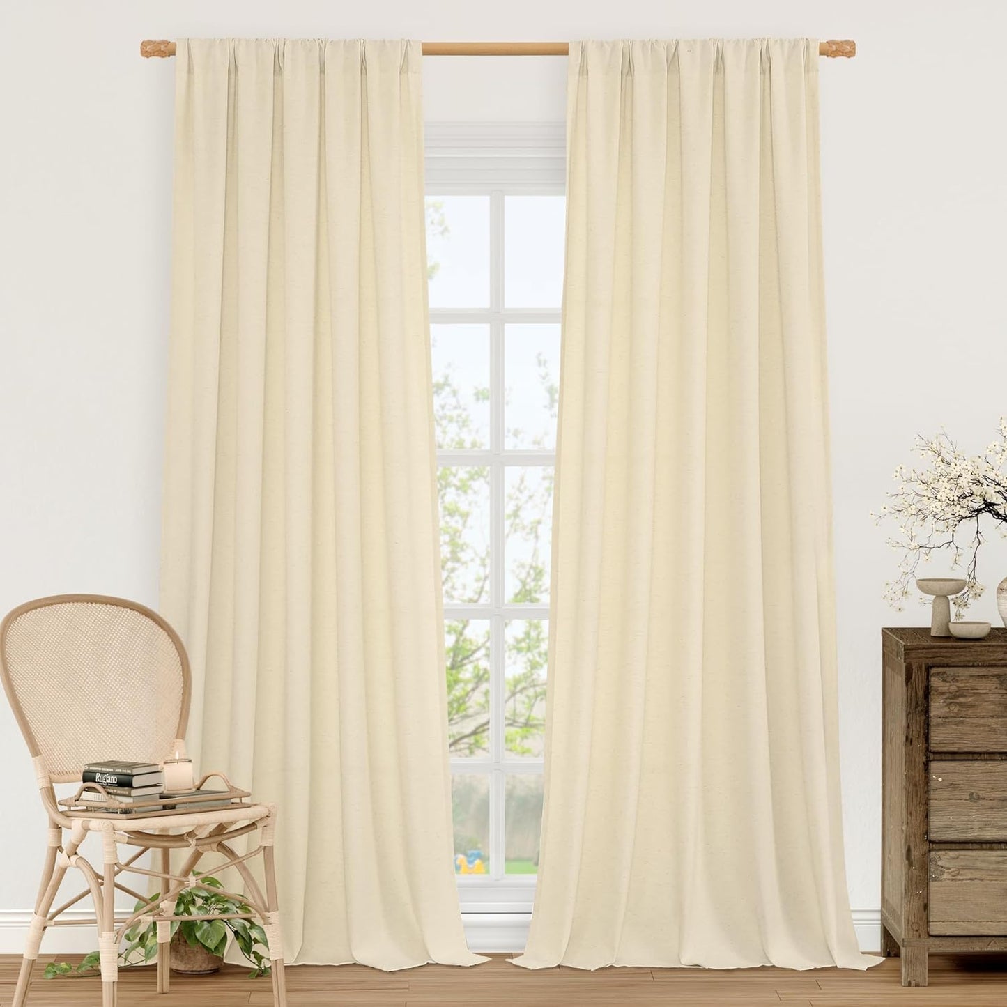 LAMIT Linen Curtains 84 inches for Bedroom and Living Room