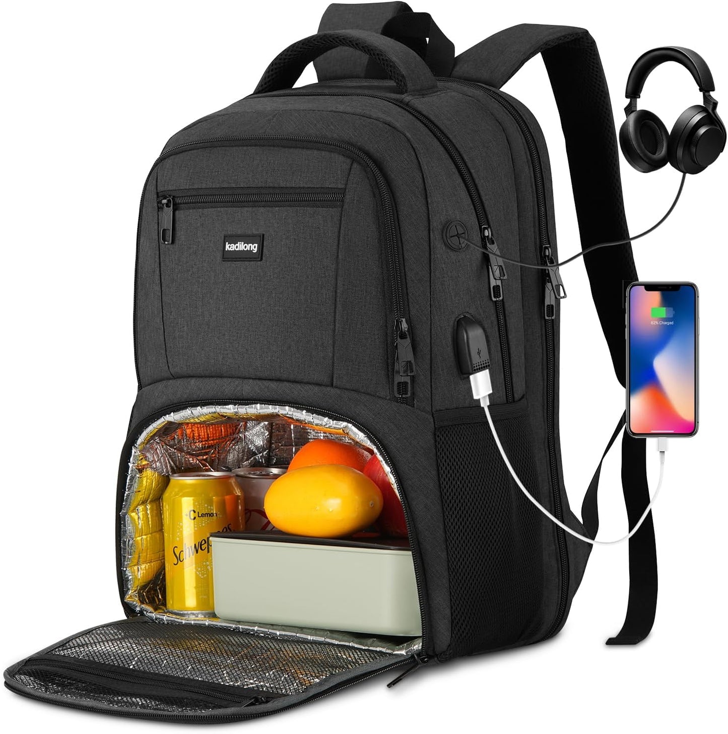 17.3 Inch Laptop Backpack with Insulated Cooler Compartment