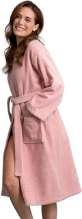 Soft Touch Linen Women's Terry Cloth Kimono Robe - Absorbent Comfort