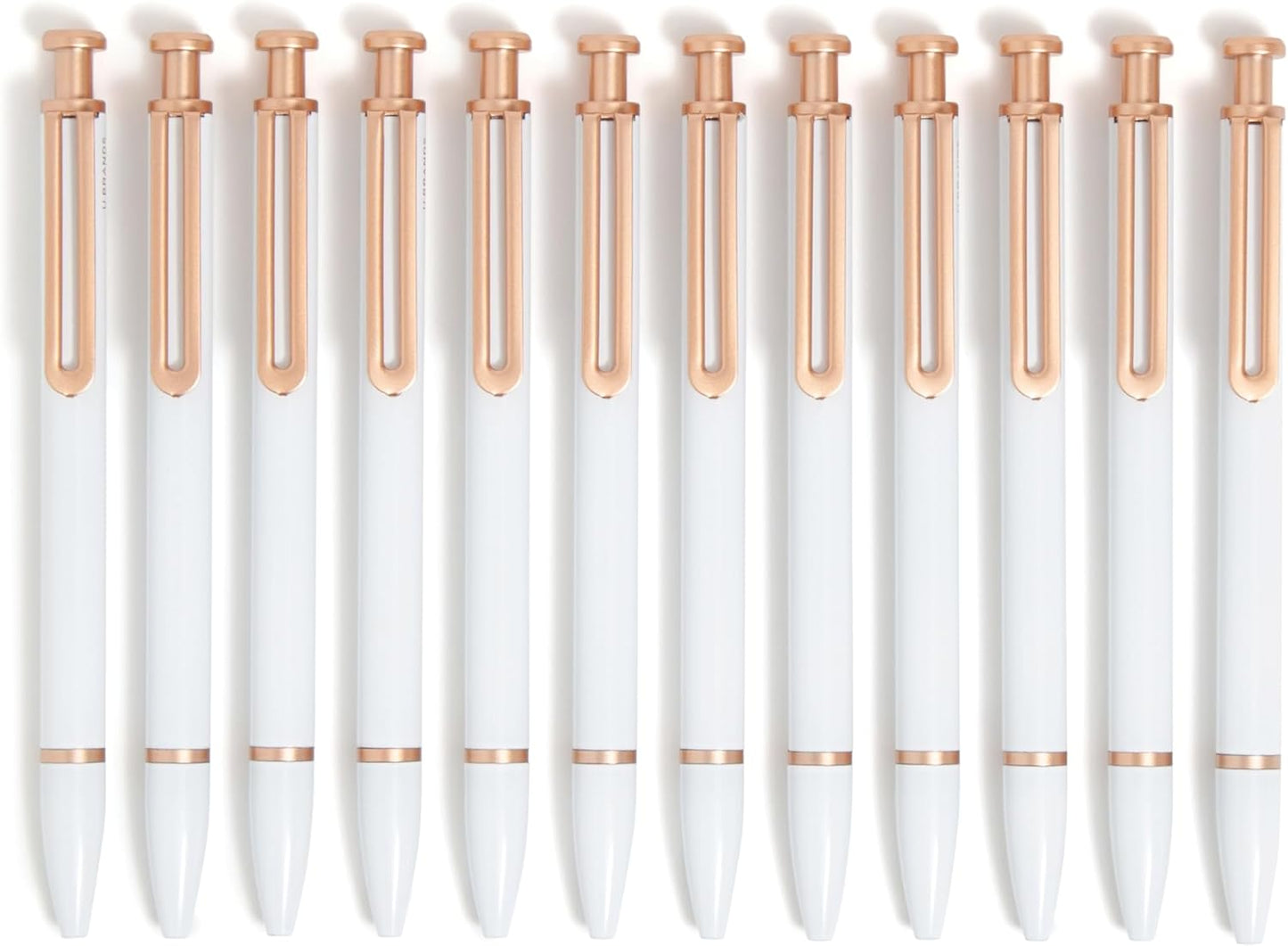Monterey Ballpoint Pens Set of 12 in White and Rose Gold