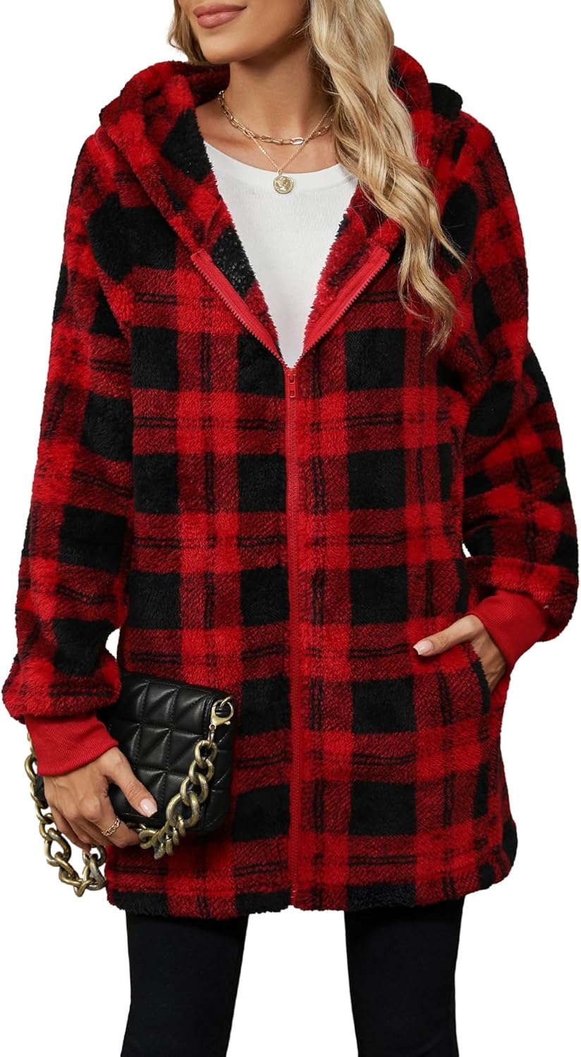 Yanekop Womens Oversized Sherpa Jacket for Cozy Winter Wear