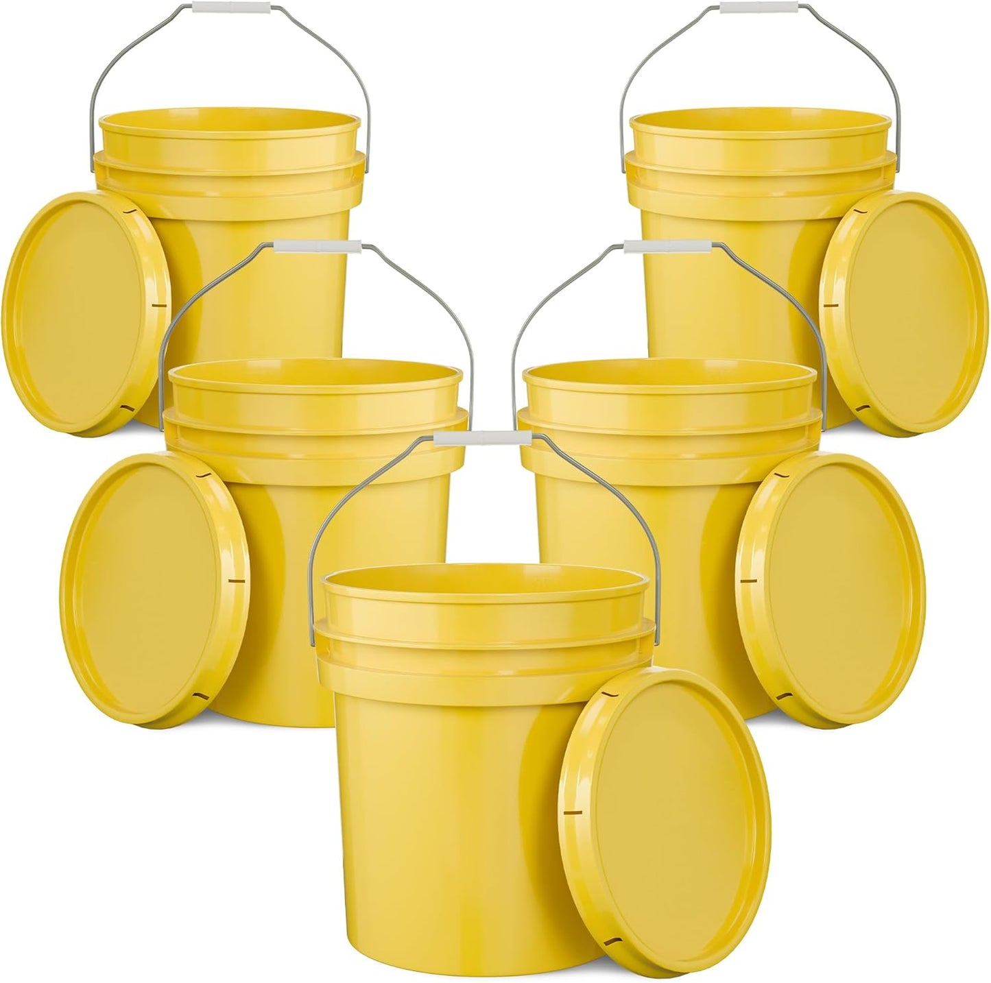 5-Gallon Yellow Bucket Pail Container for Multi-Use Storage