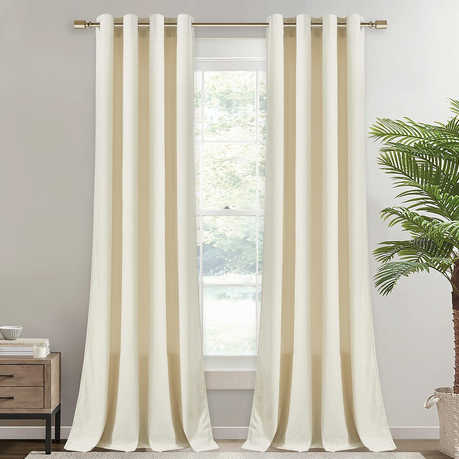 StangH Cream White Velvet Curtains - Plush Room Darkening Drapes