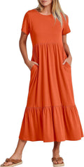 Womens 2025 Summer Casual Maxi Dress - Tiered Flowy Beach Dress