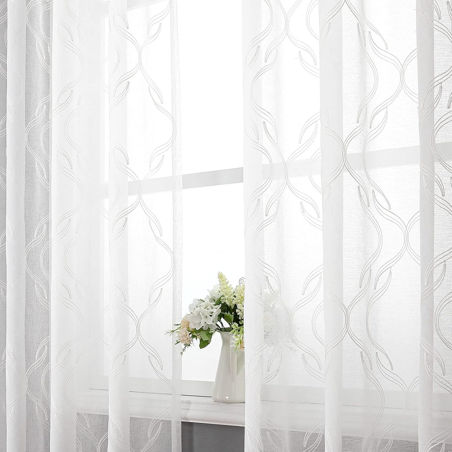 VISIONTEX Sheer Curtains 120 Inches Long for Elegant Home Decor