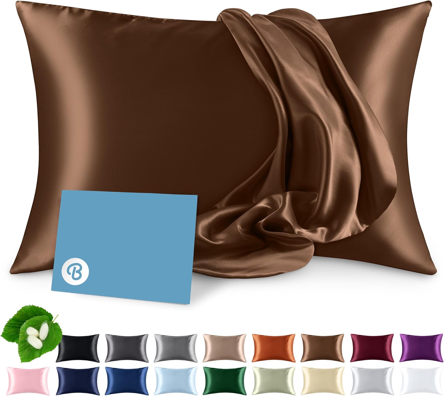 100% Mulberry Silk Pillowcase for Hair and Skin - Cocoa Color