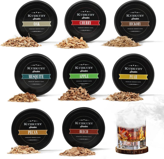 8 Flavors Whiskey Smoker Chips - Perfect Gift Set