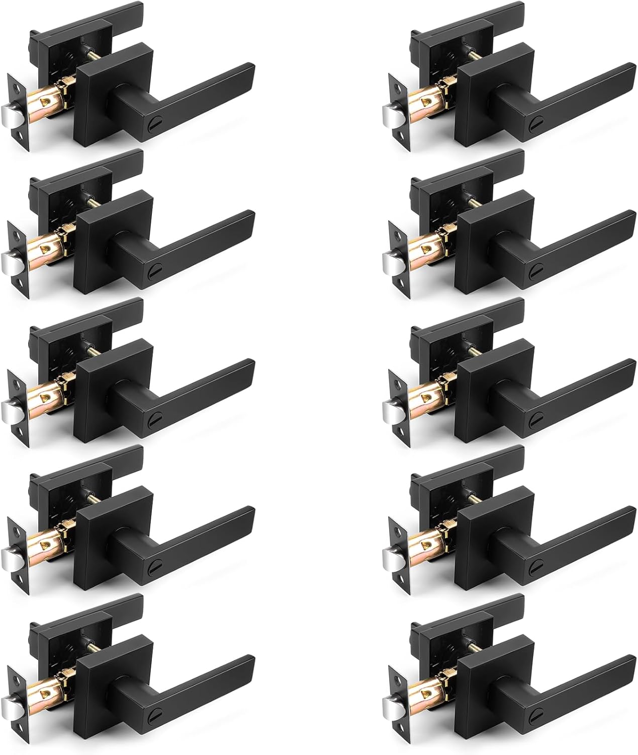 Probrico Matte Black Square Privacy Door Levers for Bedrooms