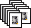 eletecpro 8x10 Picture Frames Set of 10 - Dual Size Display, Black