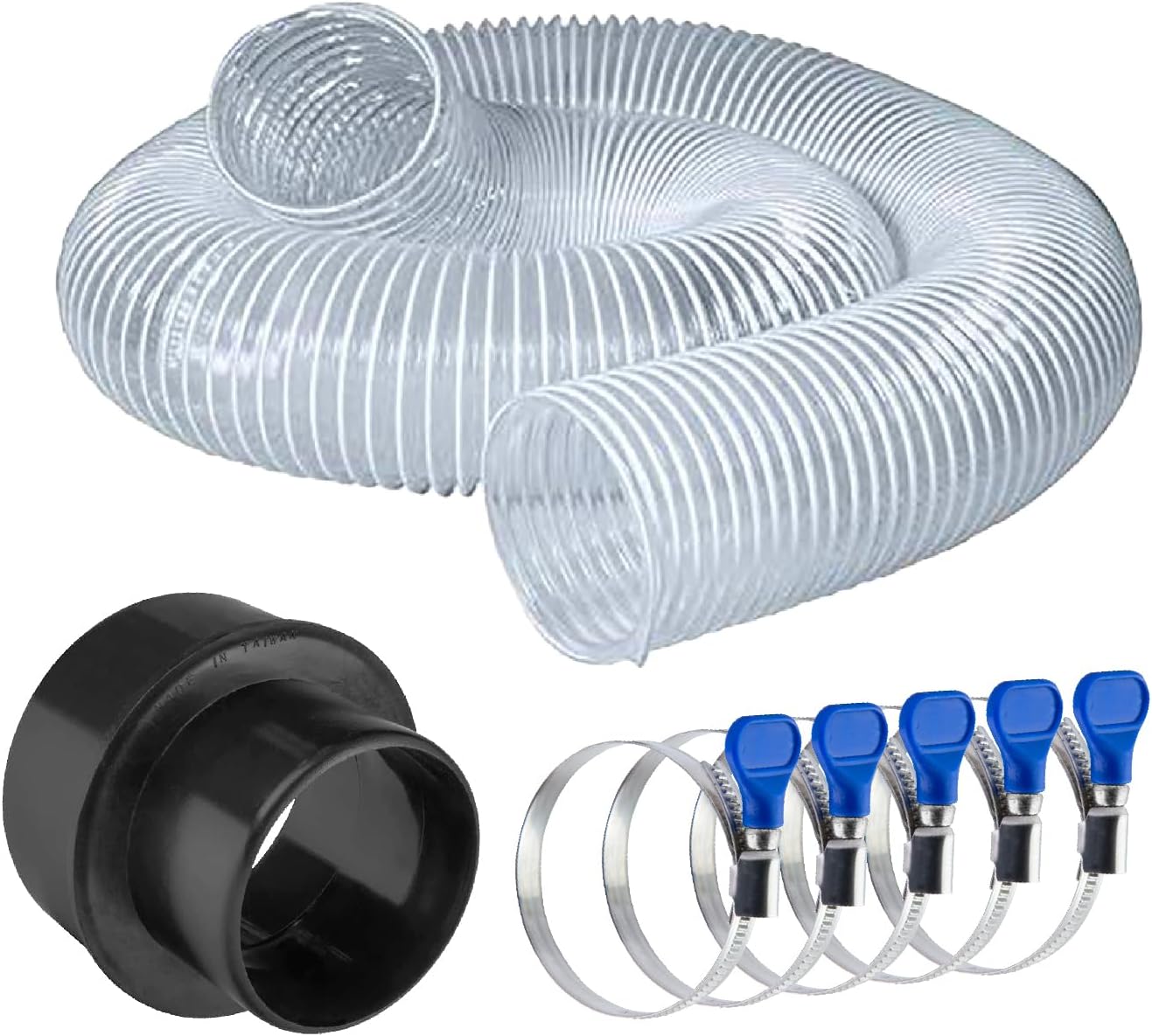 POWERTEC 3in x 10ft PVC Dust Collection Hose for Woodworking