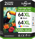 64XL Ink Cartridge Combo Pack 2 Pack for HP Printers - High Yield