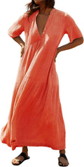 R.Vivimos Womens Summer Cotton Flowy Maxi Dress for Casual Wear