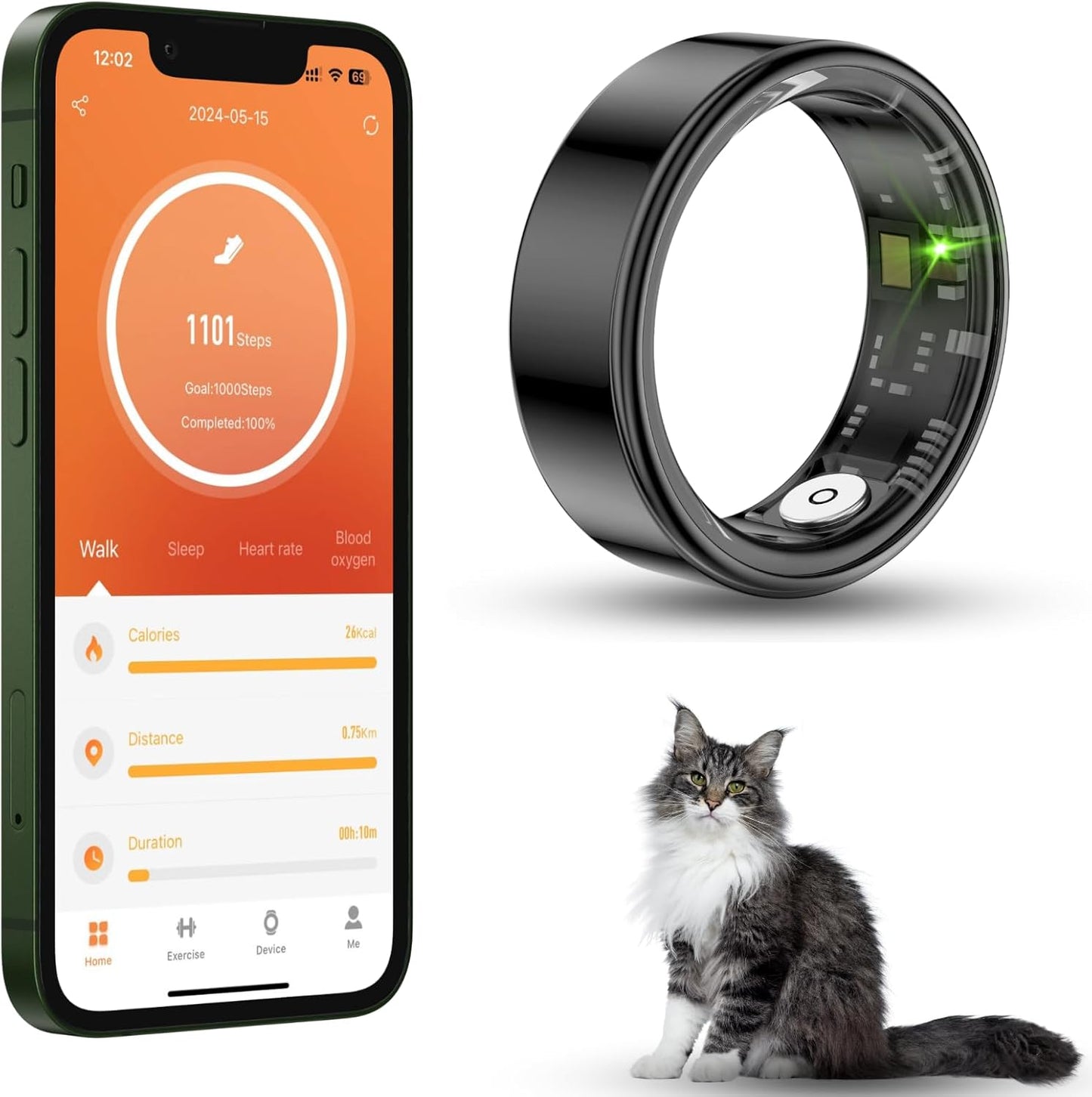 2024 Smart Ring: Sleep, Fitness & Health Tracker - Waterproof, Heart Rate Monitor, Photo Capture - CORAILO