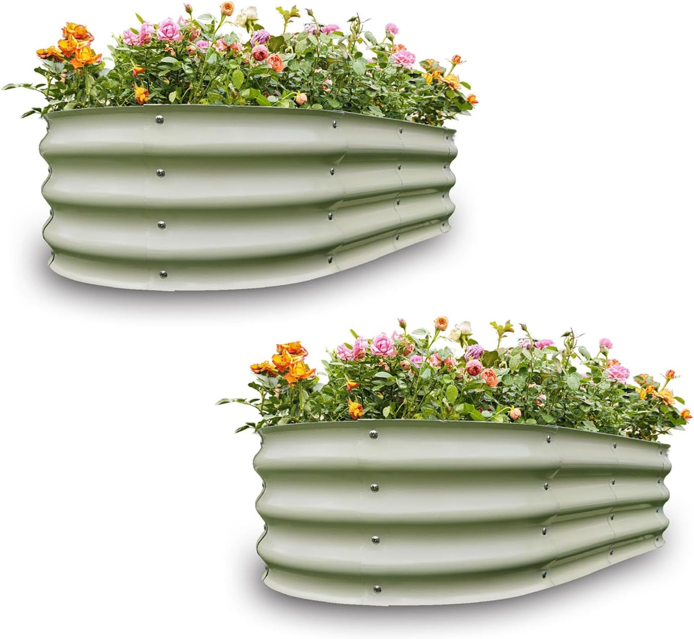Gardmax Galvanized Raised Garden Bed for Vegetables and Flowers