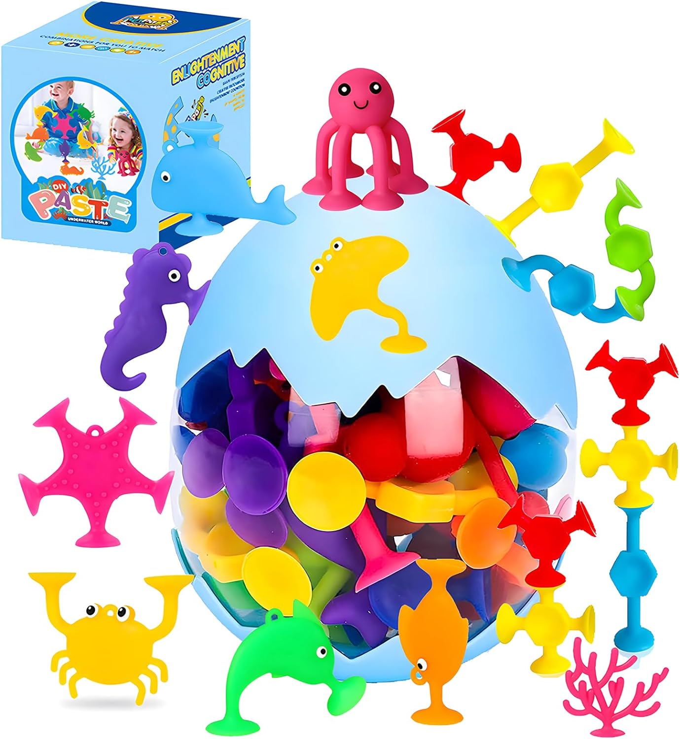Sensory Suction Cup Bath Toys Set for Kids 4-8: Mold-Free Fun!