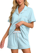 Womens Cotton Pajama Set Short Sleeve Button Down - 100% Cotton Soft