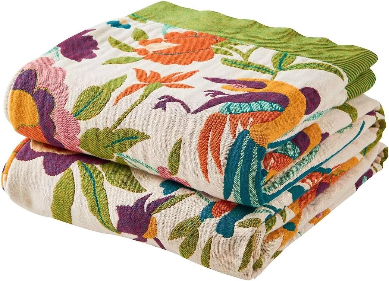 Boho Throw Blanket for Bed - 100% Cotton Rustic Quilt
