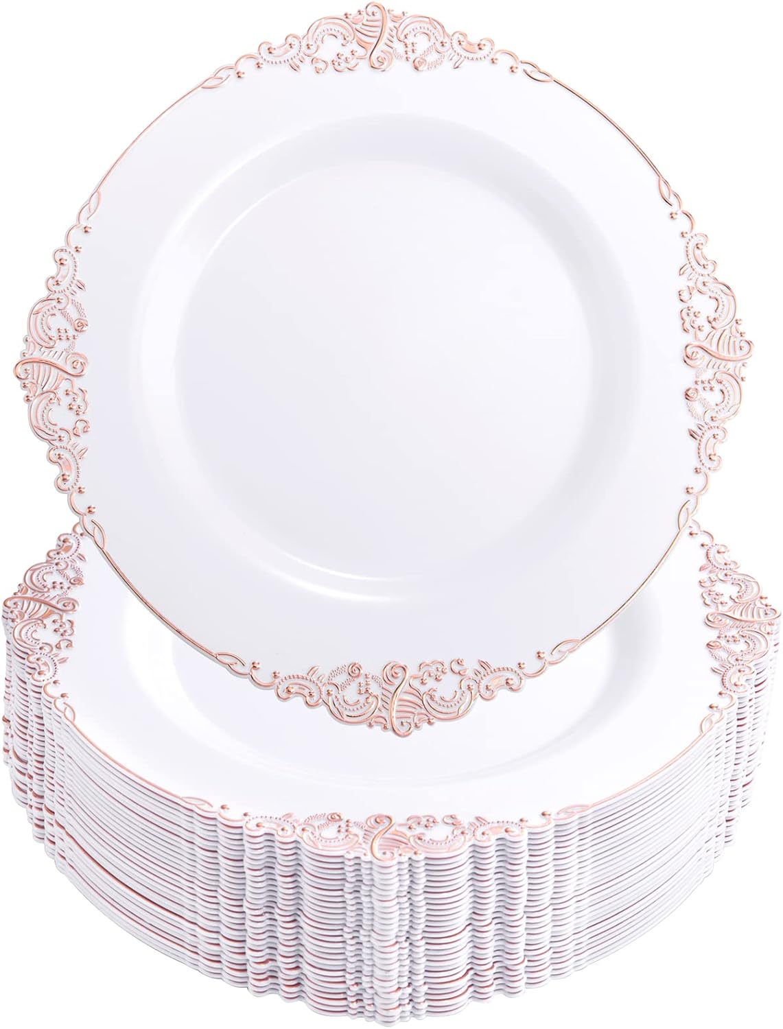 Morejoy Rose Gold Disposable Dinner Plates - 100 Pack