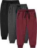 Boys Sweatpants Joggers with Zipper Pocket - Soft Athletic Fit