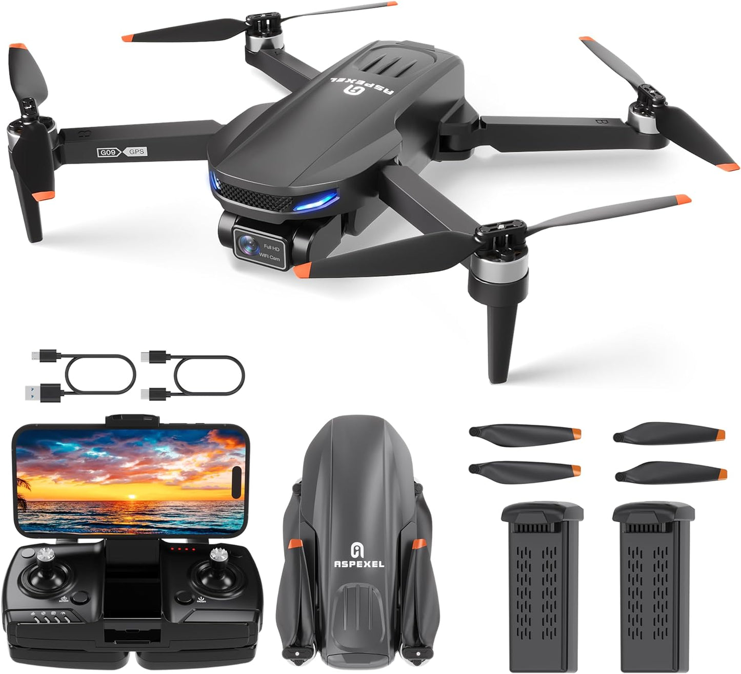 ASPEXEL Foldable Drone: 40-Min Flight, 1080P Cam, 3280ft Range