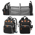 Black Diaper Bag Backpack with Changing Station - Large Capacity