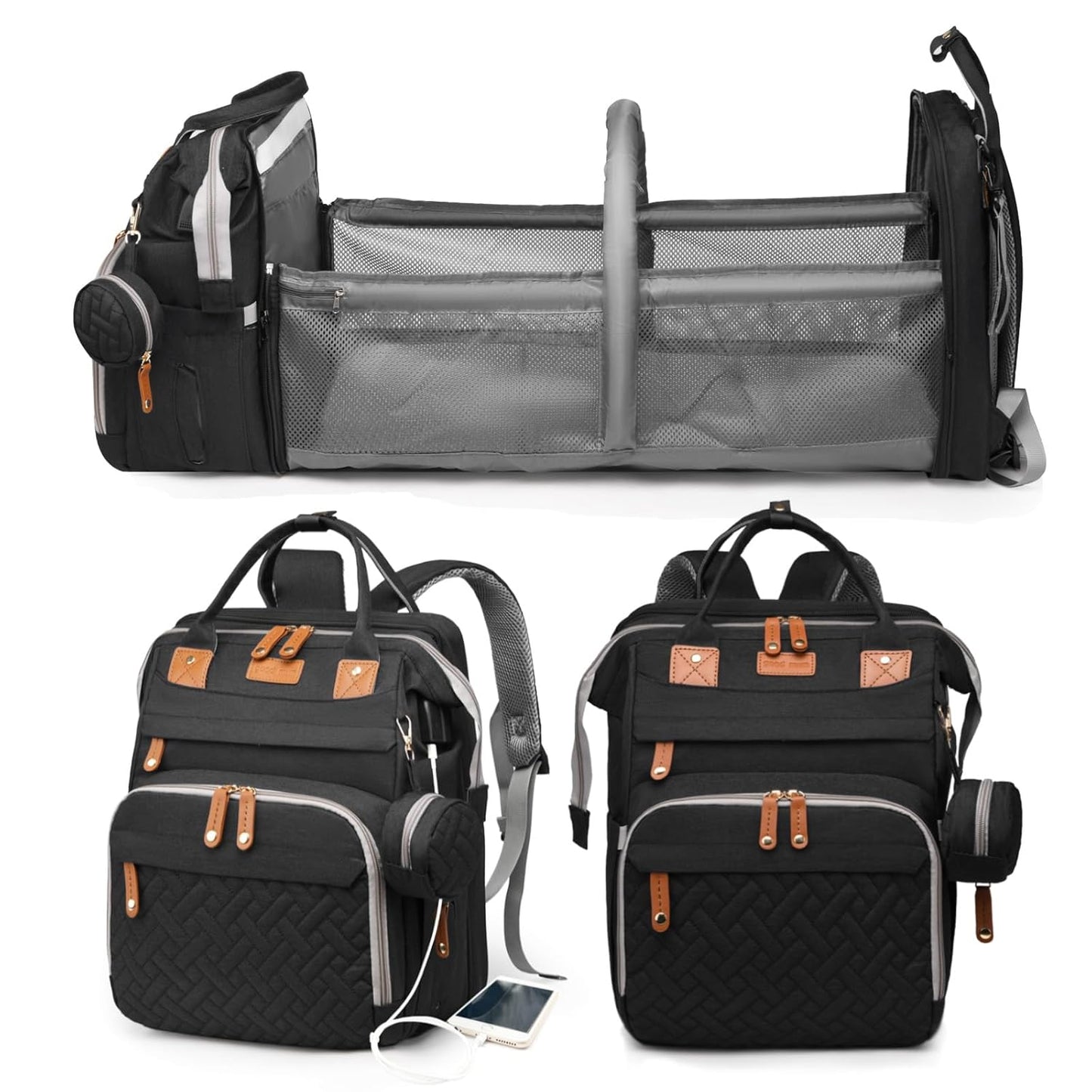 Waterproof Diaper Bag Backpack with Changing Station - Jeryswet