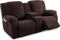 Recliner Loveseat Cover Coffee - Stretch Fleece 2-Seater Fit