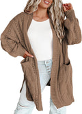Plus Size Cardigan Open Front Long Sleeve Sweater with Pockets
