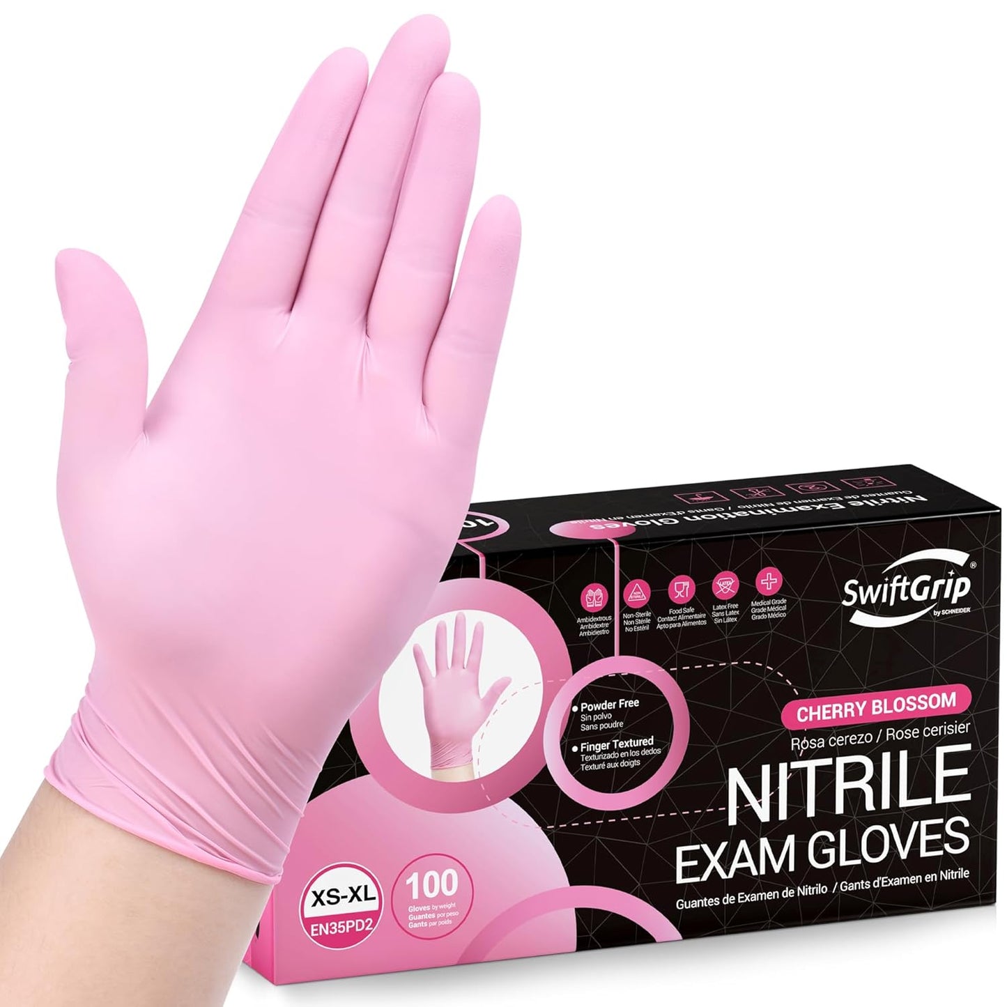 SwiftGrip Pink Disposable Gloves - Latex-Free for Cleaning - 100-ct Large Box