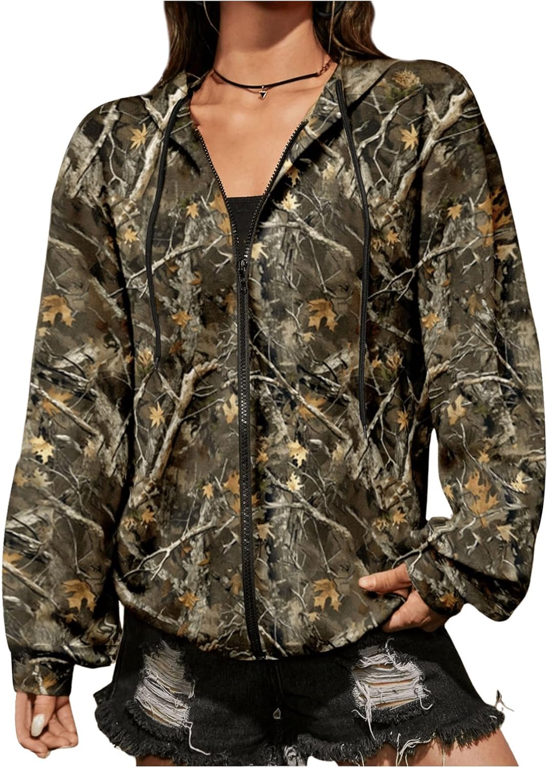 SOLY HUX Camo Hoodie: Stylish & Cozy Zip-Up!