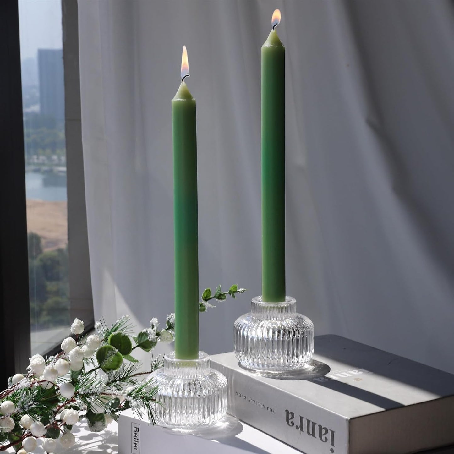 Woho Clear Taper Candle Holders Set of 8 for Elegant Decor
