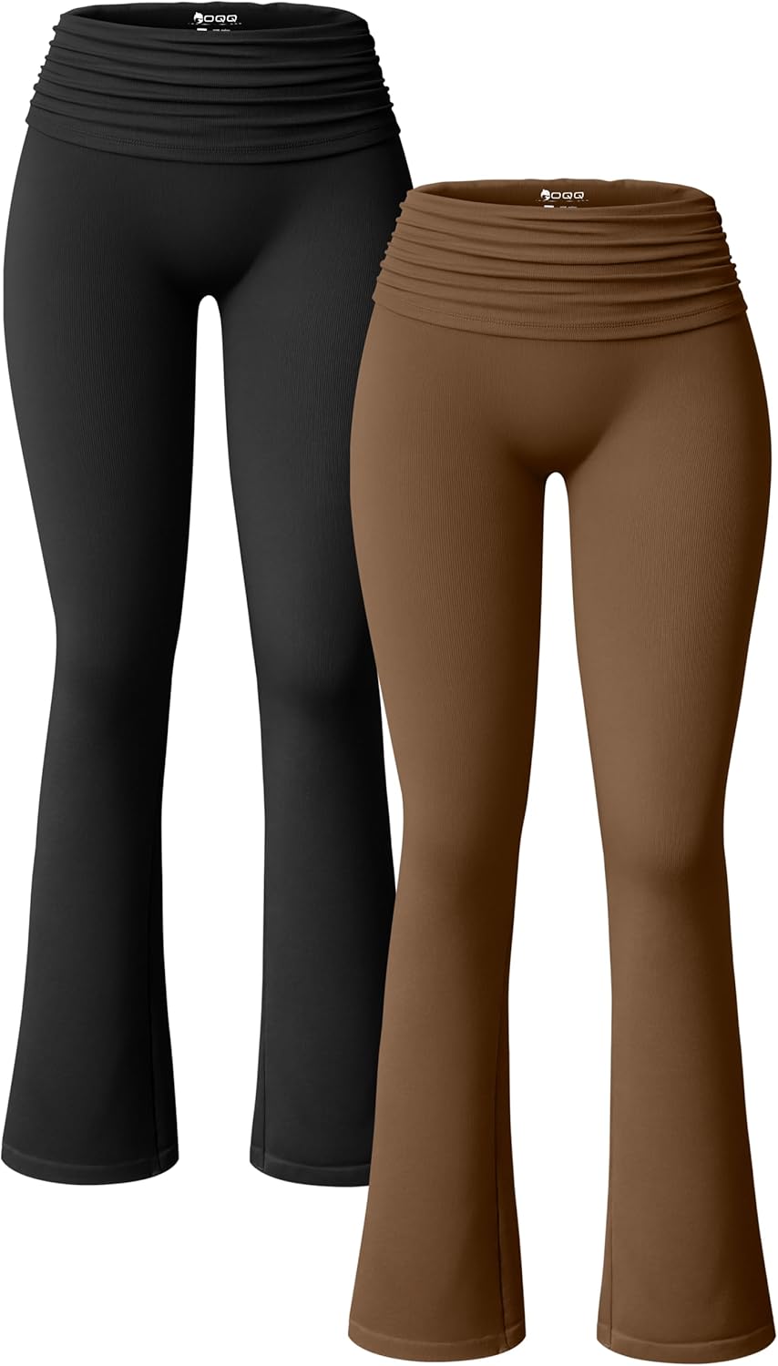 OQQ Women's 2 Piece Flared Pants for Casual Daily Wear