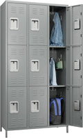 9 Doors Metal Lockers for Employees with 27 Hooks - Tall