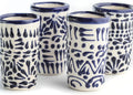 Blue Lace Talavera Shot Glasses Set of 4 - 2 Oz Hand-Painted