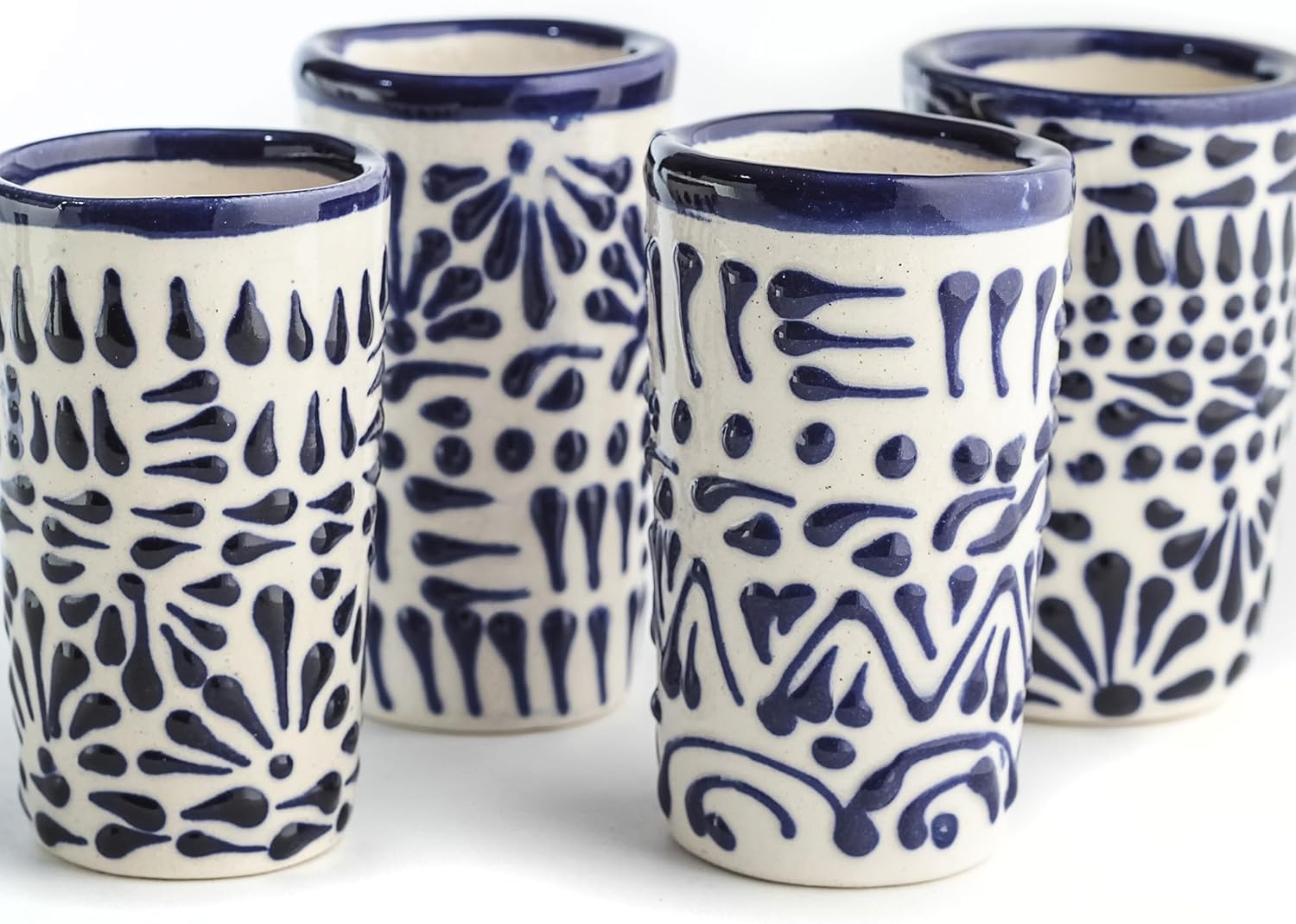 Authentic Mexican Talavera Shot Glasses Set of 4 for Tequila