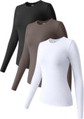 OQQ Womens Long Sleeve Stretch Fitted Layer Tee - Comfortable Everyday