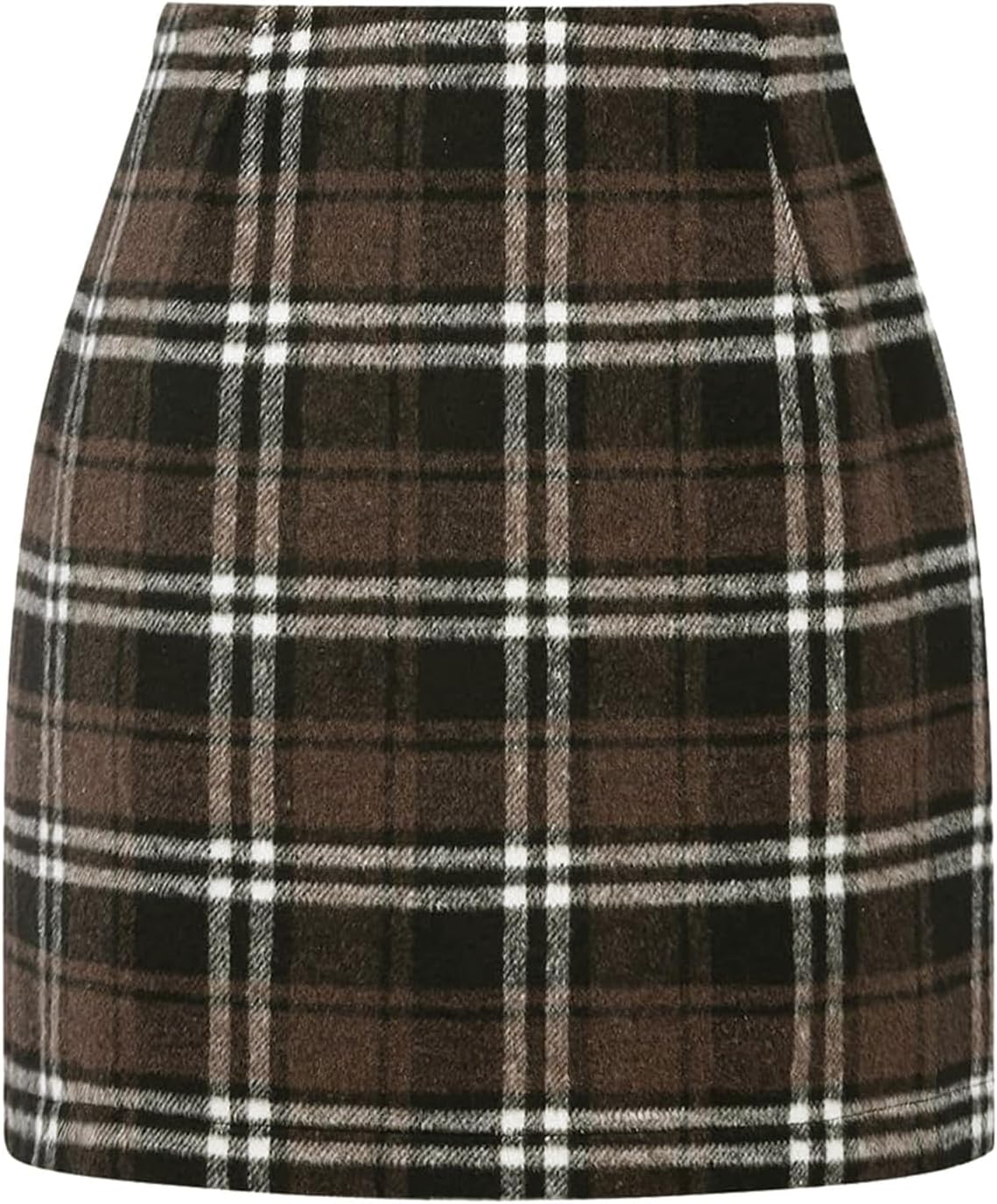 onlypuff Fall Plaid Skirts for Women High Waist Bodycon Mini Skirt