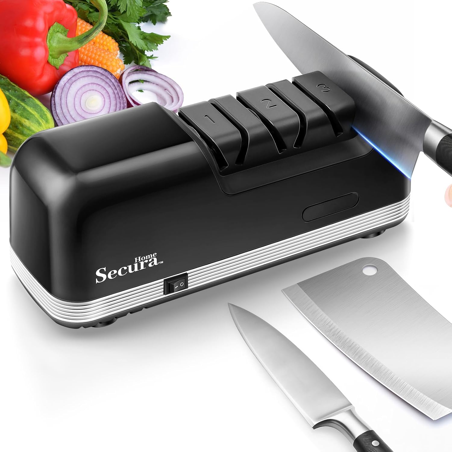 Secura 3-Stage Electric Knife Sharpener for Professional Use