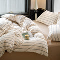Striped Comforter Set Queen Size Grey Stripes - Lightweight Boho