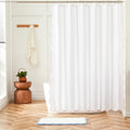 White Shower Curtain with Pink Scalloped Edge - Cute Preppy Bath