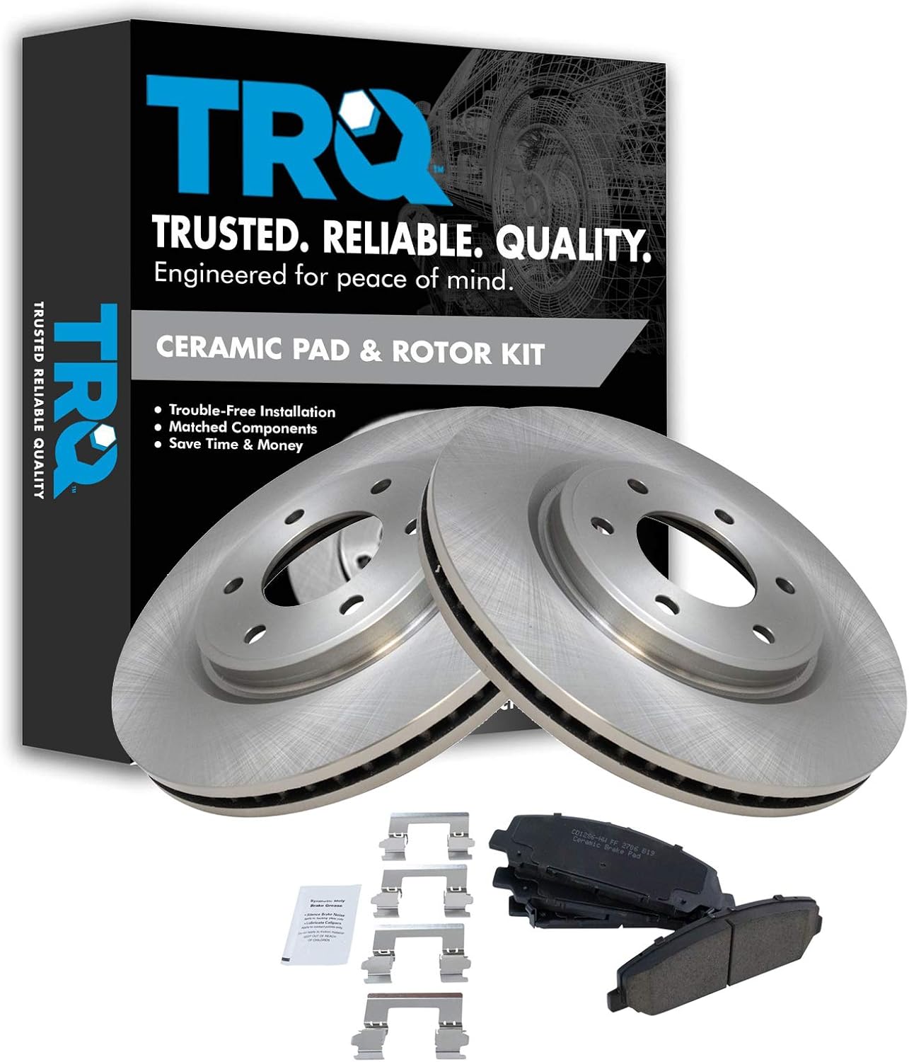 TRQ Front Brake Pad & Rotor Kit for INFINITI QX56 & Nissan
