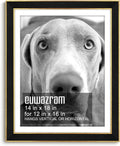 Suede 14x18 Frame - Elegant Black Picture Frame with Mat