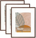 Axeman 16x20 Picture Frame Set of 3 - Solid Walnut Frames for Display