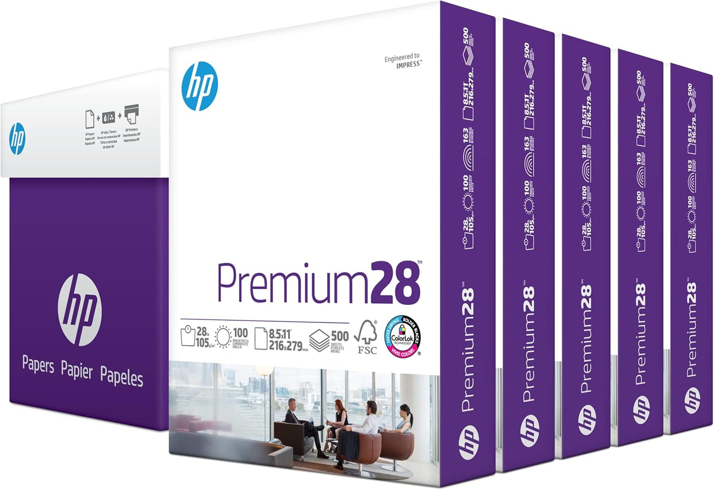 HP Premium 28 lb Paper - 8.5 x 11, 100 Bright, 2500 Sheets