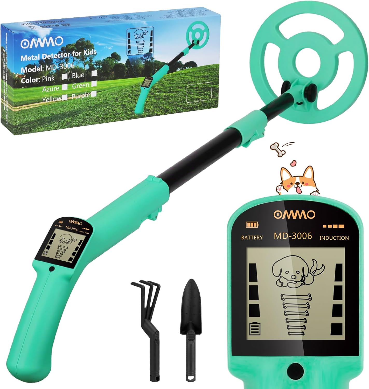 OMMO Kids Metal Detector with LCD Display for Outdoor Fun