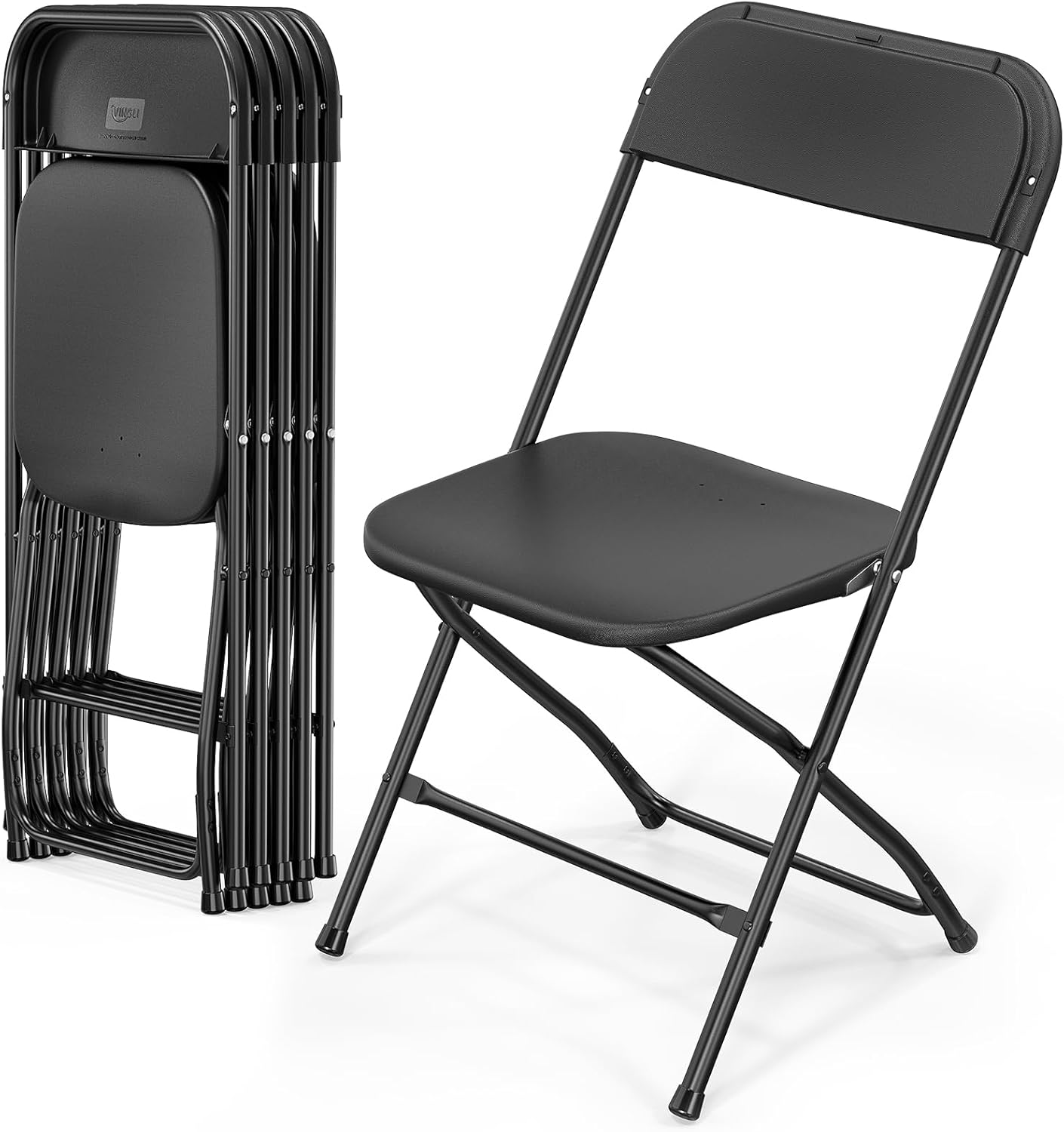 VINGLI 6 Pack Black Plastic Folding Chair for Events and More