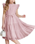 Tween Girls Summer Dress Formal Ruffle Sleeve A Line - Elegant Fit is