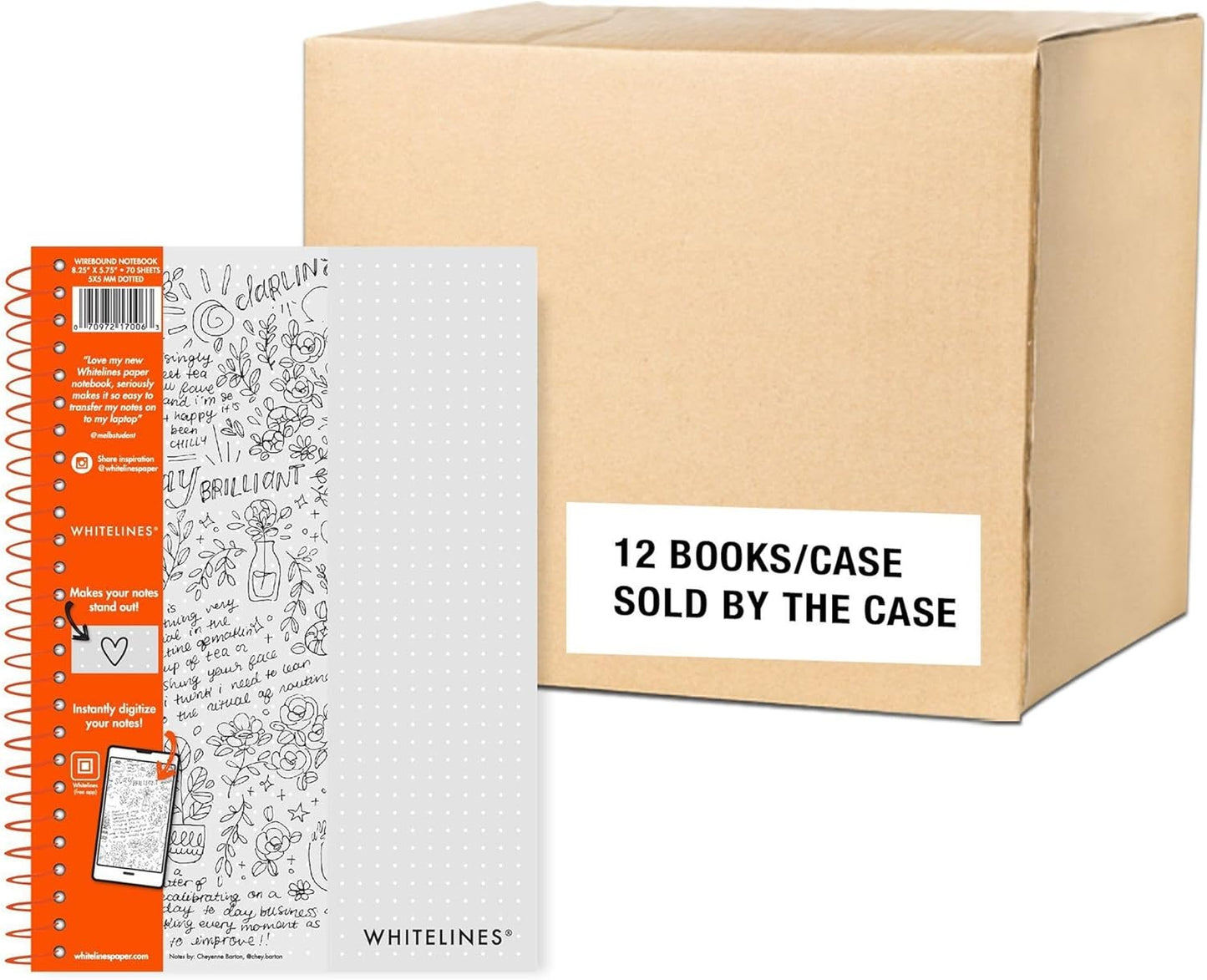 Whitelines Spiral Notebook with Premium Gray Paper for Notes