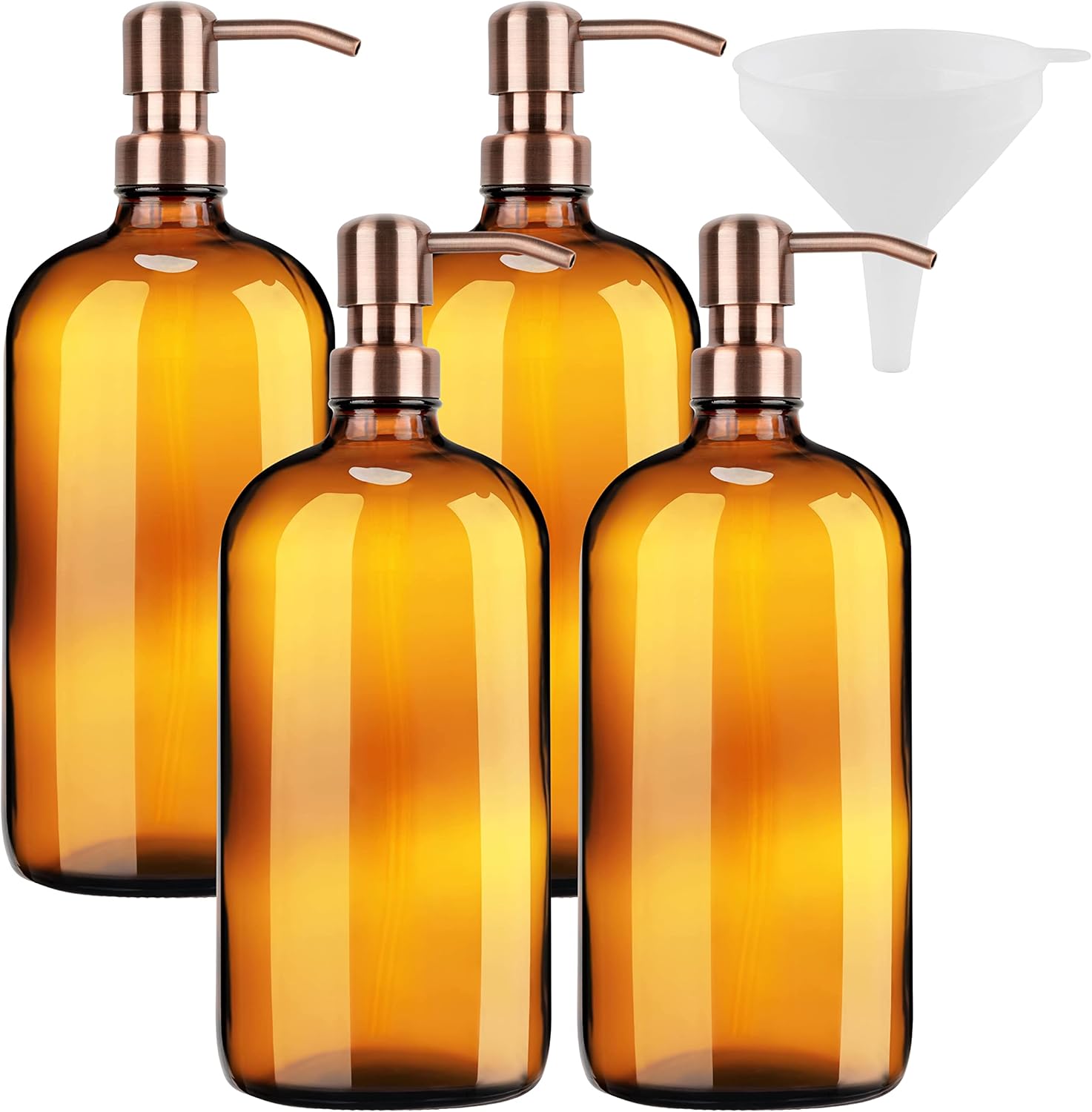32oz Glass Pump Bottle - Amber Dispenser