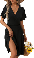 FENSACE Womens Sundress Summer Floral Wrap V Neck A-Line (Style 1SJP)